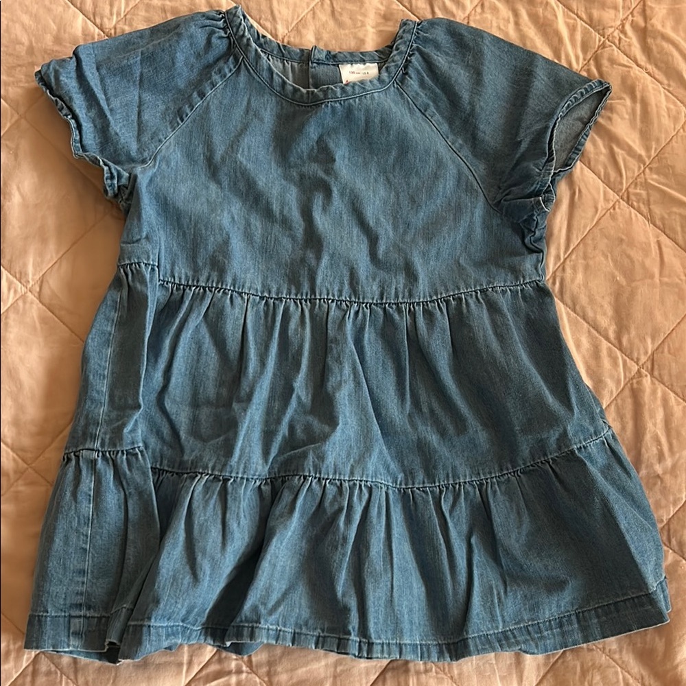 Blue Denim Tiered Dress